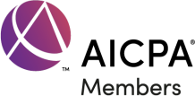 A purple and pink logo with the word members.